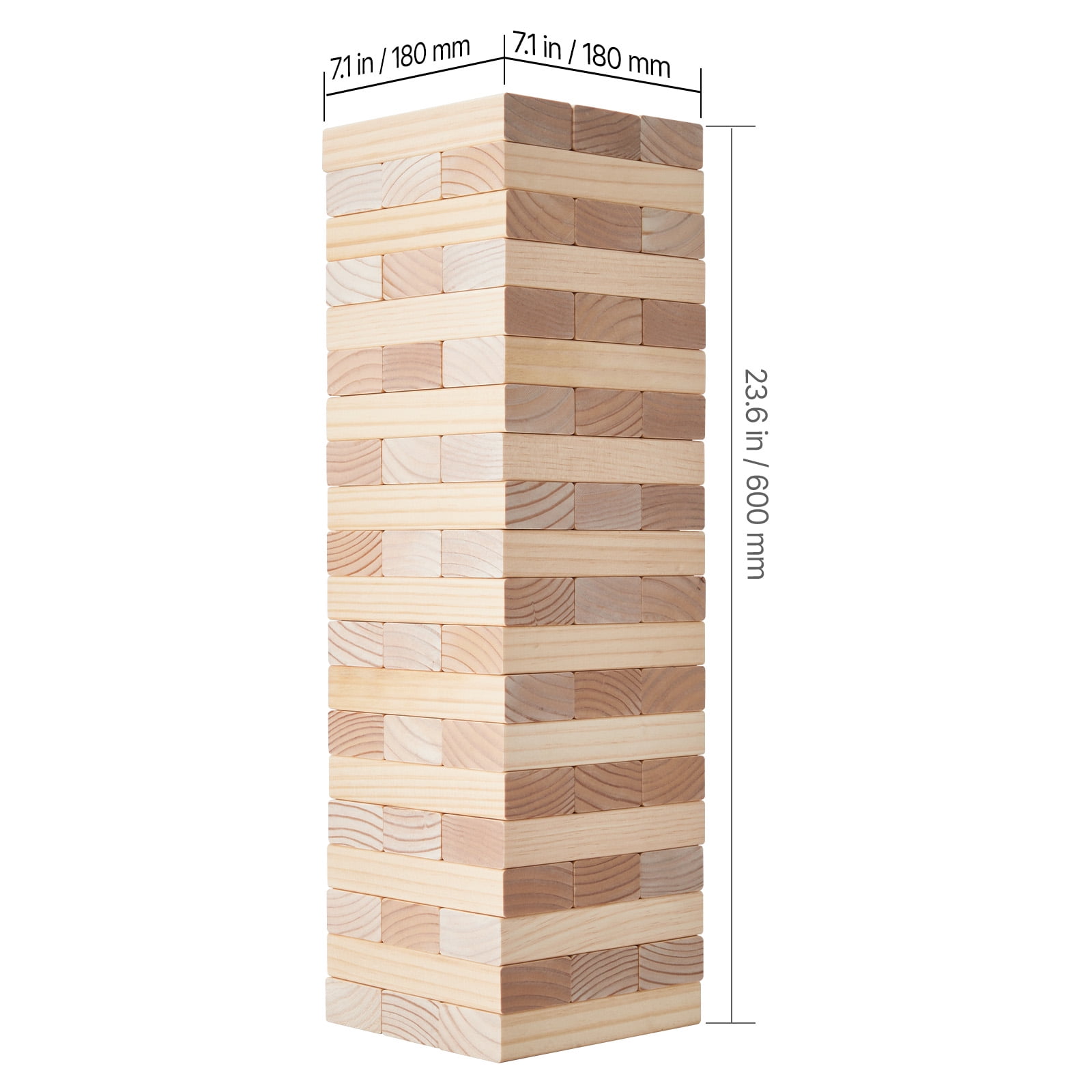 KFFKFF Outdoor Game Giant Tumble Tower, Set of 60 Giant Tower Blocks, Crafted from Pine Wood, Comes with Portable Bag and Scoring Board, Wooden Pile-Up Game, Ideal for Family Fun Indoors/Outdoors