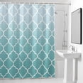 thumbnail image 4 of Teal Green Ombre Gradual Color Fabric Shower Curtain Morocco Pattern Washable Shower Curtains for Bathroom, Waterproof Bath Curtain with Hooks Home Decor 72x72in, 4 of 8