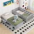 thumbnail image 3 of Twin Size Wood Daybed with Fence Guardrails and 2 Drawers, Split into Independent Floor Bed & Daybed, Gray, 3 of 9