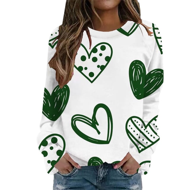 VBARHMQRT Cool Hoodies Lady Lover Holiday Often Round Collar Without Cap Printed Pullovers