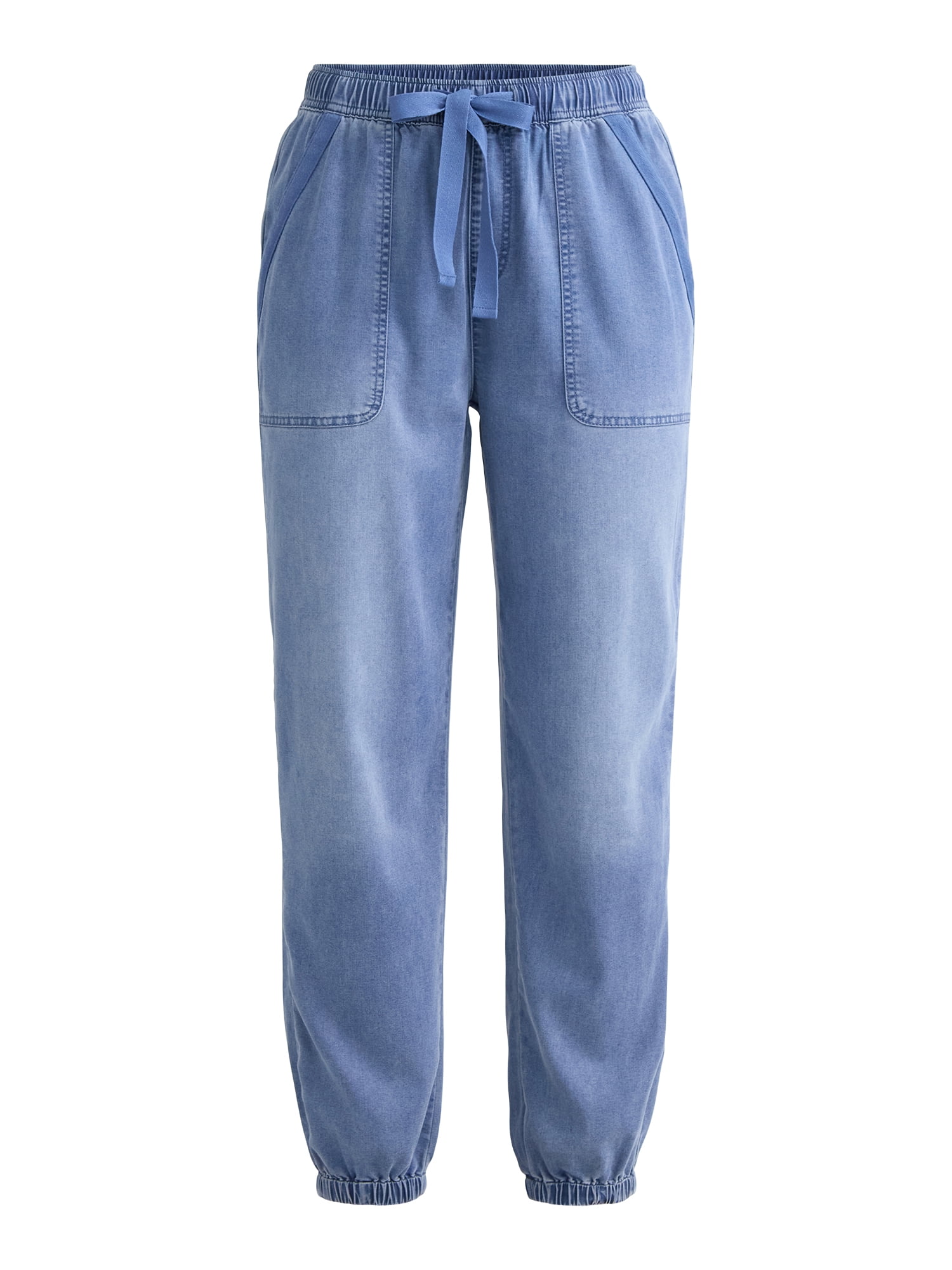 Time and Tru Women's High Rise Parachute Jogger Pants, 28" Inseam, Sizes XS-XXXL