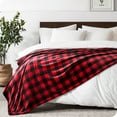 thumbnail image 5 of Bare Home Microplush Fleece Blanket - 300 GSM - Fuzzy Microfleece - Soft & Plush - Throw/Travel, Buffalo Plaid - Red/Black, 5 of 6