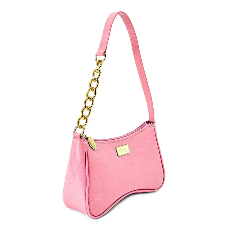 Calvin Klein Saffiano Leather Shoulder Zip Bag in Pink