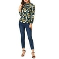 thumbnail image 3 of Allegra K Women's Casual Floral Puffy Long Sleeve Side Bow Tie Neck Tops, 3 of 7