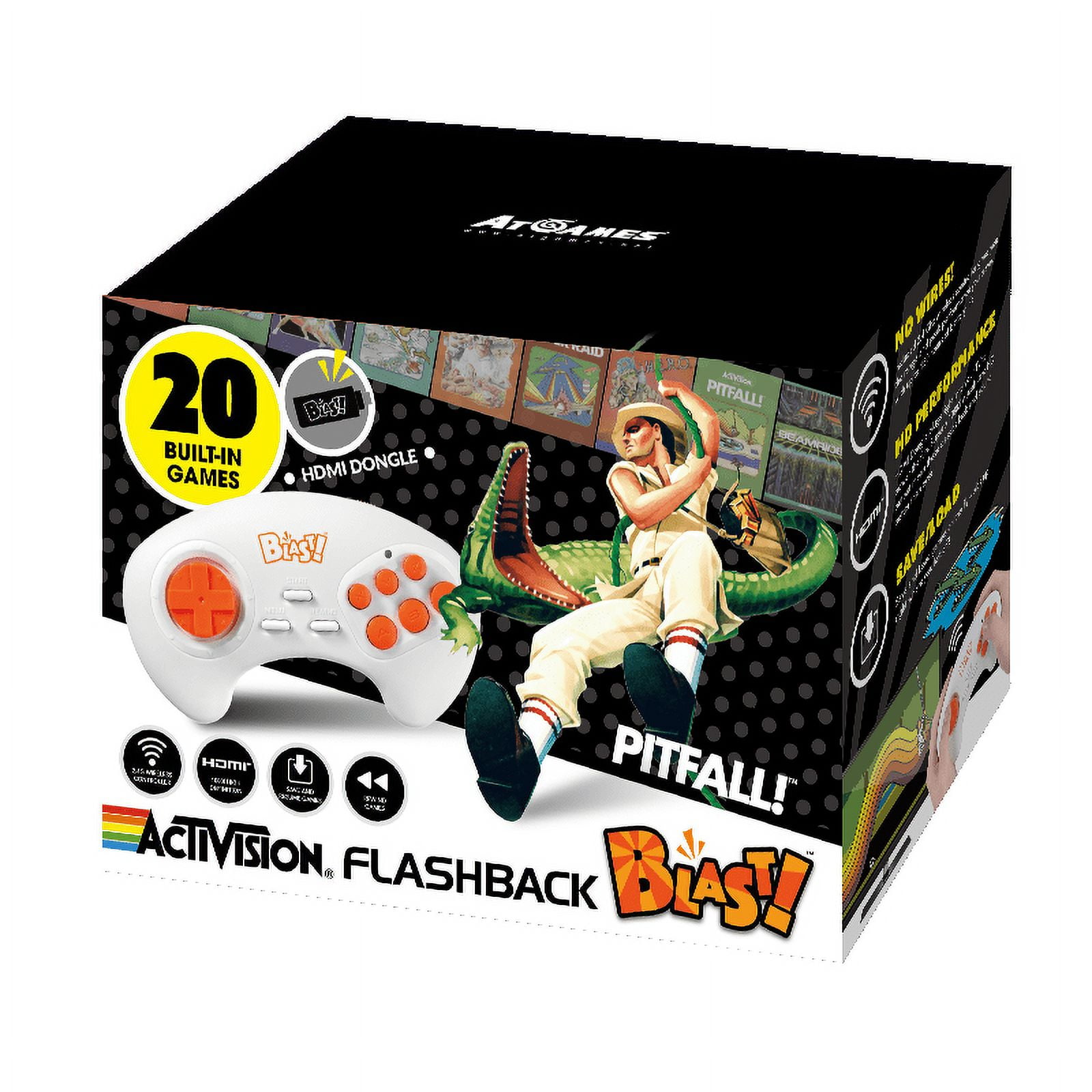 Activision Flashback Blast!, Features Pitfall, Built-in 20 Games, HDMI Dongle, Wireless Controller, Black,WD3301,857847003851