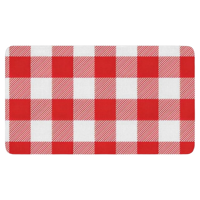 Add Rustic Charm with the 30x17in Linen Buffalo Plaid Rug - Vibrant Indoor/Outdoor Check Rugs Non-Slip Washable Perfect for Layering Door Mats Front Porch Kitchen and Farmhouse Entryway