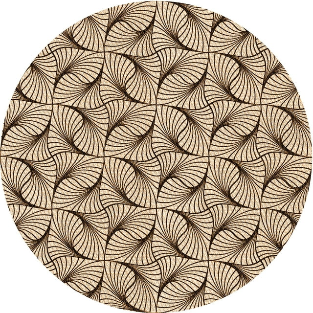 Ahgly Company Tapis Rond Lavable en Machine Intérieur Transitionnel Blond Doré Or, 3 Pieds Rond