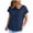 Navy, variant on Shirt Women Short Sleeve Womens Tops V Neck Dressy Casual Blouses Binding Rope Tunic Pleated Shirts Business Casual Clothes Size S(Navy, S)