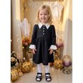 thumbnail image 5 of RUINIXCW Kids Girl Halloween Dress Contrast Colors Turn-Down Collar Fall Dress, 5 of 9