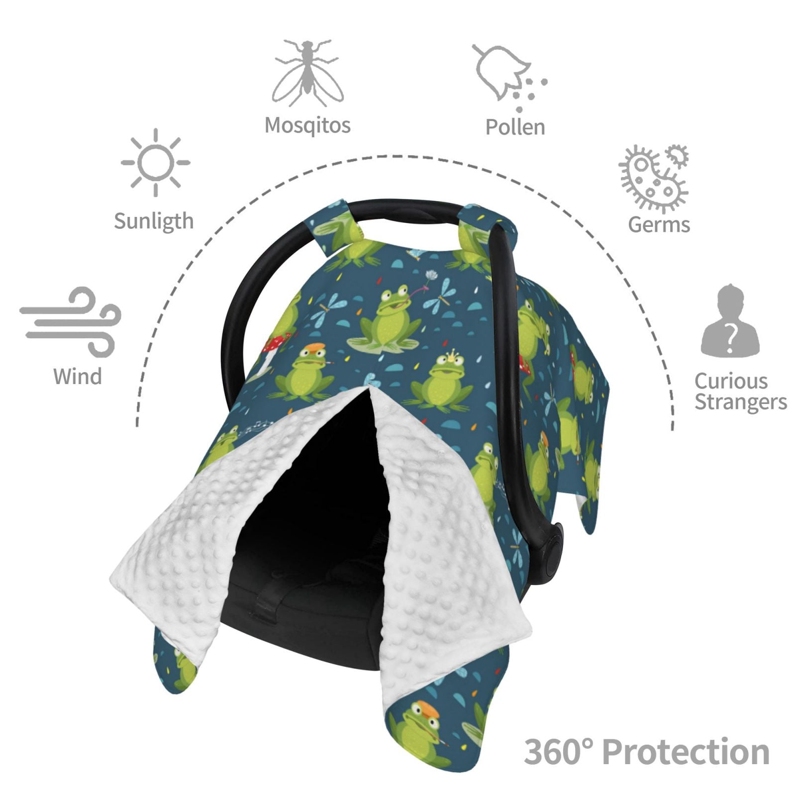 Car Seat Cover Baby - funny frogs dragonfly Raining Breathable Infant Car Seat Cover for Baby Carseat, Lightweight Comfort Baby Essentials Must Haves Newborn Stuff for Girl Boy