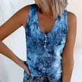 thumbnail image 2 of Wang6 Womens Plus Size Tank Tops Summer Ribbed Button up Sleeveless Shirts Causal Slim Fit Tie Dye Tunic T Shirts Tees Blue XXL, 2 of 5