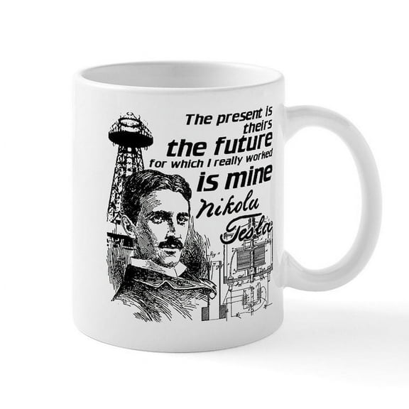 CafePress - The Future Is Teslas Mug - 11 oz Ceramic Mug - Novelty Coffee Tea Cup