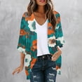 thumbnail image 2 of UVEASISHA Women's 3/4 Sleeve Kimono Cardigan Floral Print Open Front Sweaters Lightweight Casual Summer Outerwear for Office Multicolor XXL, 2 of 6