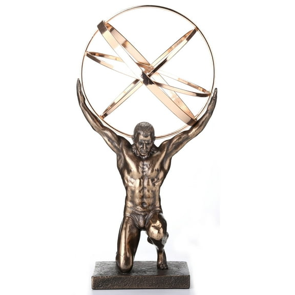 Veronese Design Bronze and Gold Finsh Atlas Carrying Celestial Sphere Statue