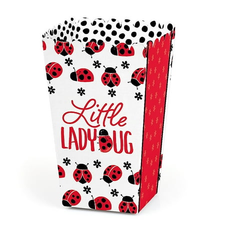 Happy Little Ladybug - Baby Shower or Birthday Party Favor Popcorn Treat Boxes - Set of 12