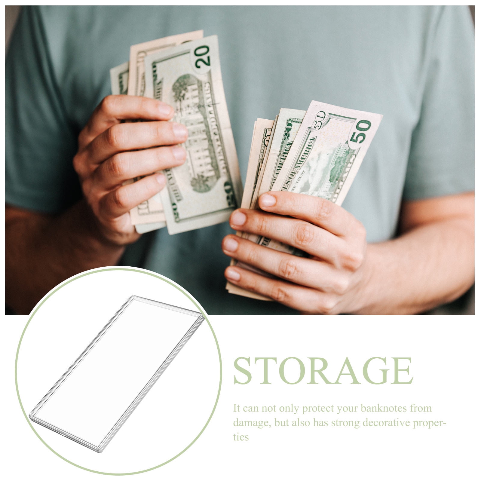 WHAMVOX 10Pcs Transparent Banknotes Case Banknote Collection Holder Banknote Protector for Home