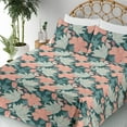 thumbnail image 3 of Ambesonne Vintage Floral Fitted & Flat Sheet with Sham 3 Pcs Set, Flowers Cottagecore, Twin XL, Dark Teal Coral, 3 of 5