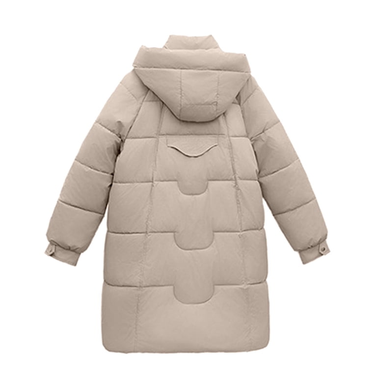 ATOYSOY Women's Long Puffer Jacket Solid Zipper Coat with Pocket