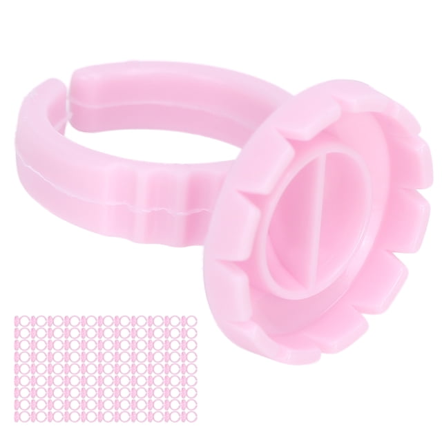 Ymiko 100pcs Disposable Eyelash Glue Ring Cup Eyelash Extension Glue Holder Container Pigment Eyelash Extension Accessory