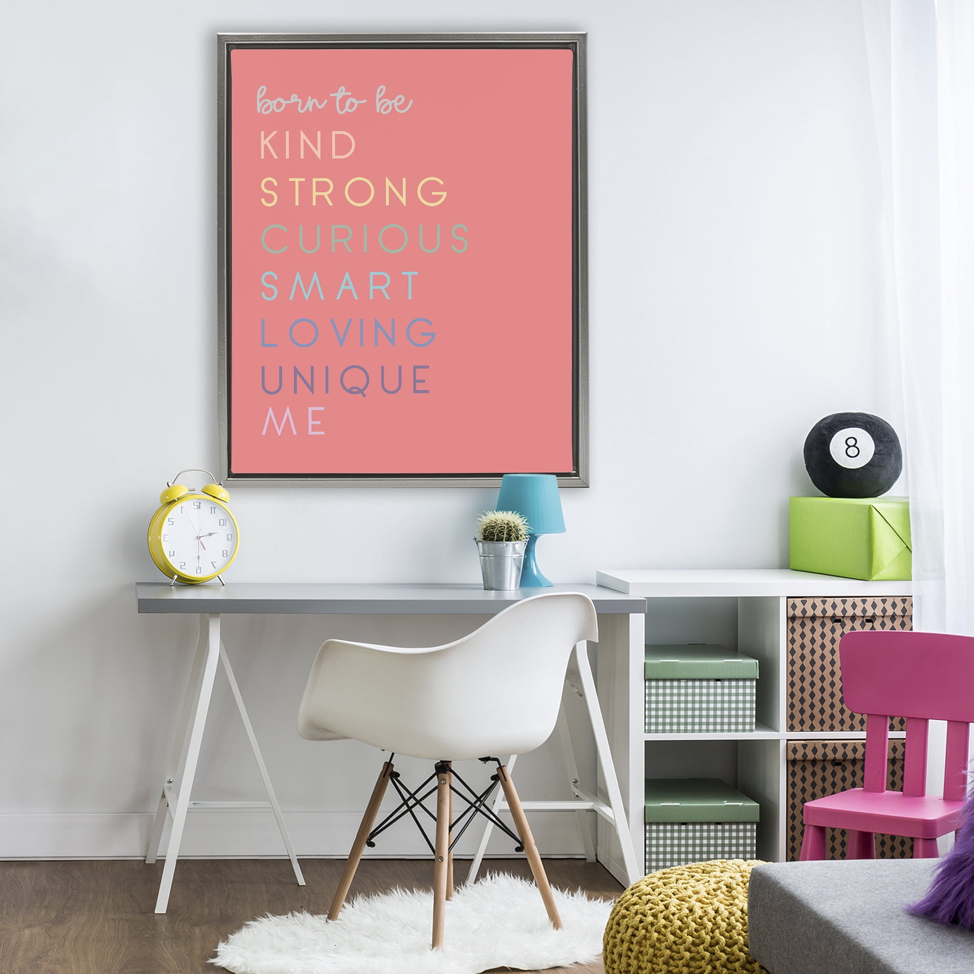 Stupell Industries Born To Be Adjectives Gray Framed Floater Canvas Wall Art, design by Anna Quach