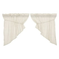 VHC Brands Simple Life Flax Farmhouse Drawstring Curtains, Natural Creme
