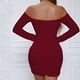 thumbnail image 2 of Vestido de Color Sólido para las Mujeres Fuera Del Hombro Manga Larga Plisado Bodycon sin Espalda Traje de Vacaciones, 2 of 5