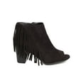 thumbnail image 2 of New Women Breckelles Reanna-12 Faux Suede Peep Toe Fringe Chunky Heel Bootie, 2 of 5