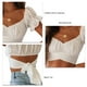 thumbnail image 5 of Top corto con volantes para mujer, top con hombros descubiertos, cuello de una línea, informal para citas, para la oficina, para ir de compras Demonsen None, 5 of 5