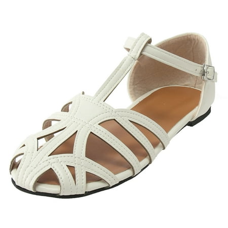 

nsendm Womens Wide Width Sandals Size 10w Ladies Fashion Solid Color Leather Hollow Toe Sandals for Women Size 8 W Beige 8