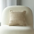 thumbnail image 2 of 16" Handwoven Cotton Throw Pillow Cover with Layered Random String Pattern, 2 of 2