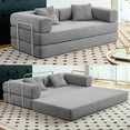 thumbnail image 3 of YINIX 62.9" Sleeper Sofa with Two Pillows, Comfy Modular Convertable Sofa Couch for Living Room, Small Spaces, Gray, 3 of 12