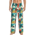 thumbnail image 2 of Goofa Colorful Hawaii Palms Printed Soft Pajama Pants for Men, Wide Leg Comfy Casual Lounge Yoga Pants-X-Large, 2 of 9