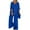 Blue, variant on WRKEKC 2 Piece Sets for Women, Casual Outfits for Women, Ladies' Casual Solid Color Loose Short Sleeve Flowy Tops and Loose Long Pants Outfits