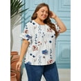 thumbnail image 5 of LANREMON Women Plus Size Tops Summer T Shirts Short Sleeve Tunic for Women Casual Crew Neck Blouses Oversized Loose Shirts Size XL, 5 of 8