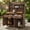 Brown, variant on Harper & Bright Designs Garden Potting Bench with Wheels and Storage Cabinet, Wood Large Outdoor Workstation with Hutch Top, Drawers and Removal Shelves for Grilling, Brown