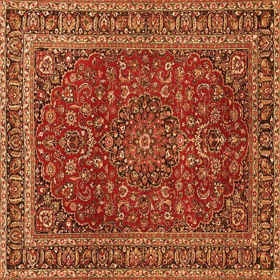 Ahgly Company Indoor Square Persian Orange Traditional Area Rugs, 7' Square
