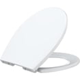 thumbnail image 1 of Bingirl Durable Soft Close 17 Inch White Flat Front Toilet Seat Round Quick Install, 1 of 7
