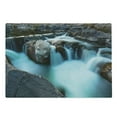 thumbnail image 1 of Landscape Cutting Board, Waterfall Basalt Rocks Rural Scenery National Park Nature Woods Photo, Decorative Tempered Glass Cutting and Serving Board, Large Size, Sky Blue Grey Green, by Ambesonne, 1 of 1