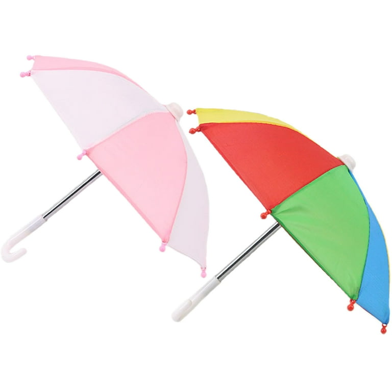 2pcs Mini Umbrella Adjustable Miniature Umbrella Sunny Rainy