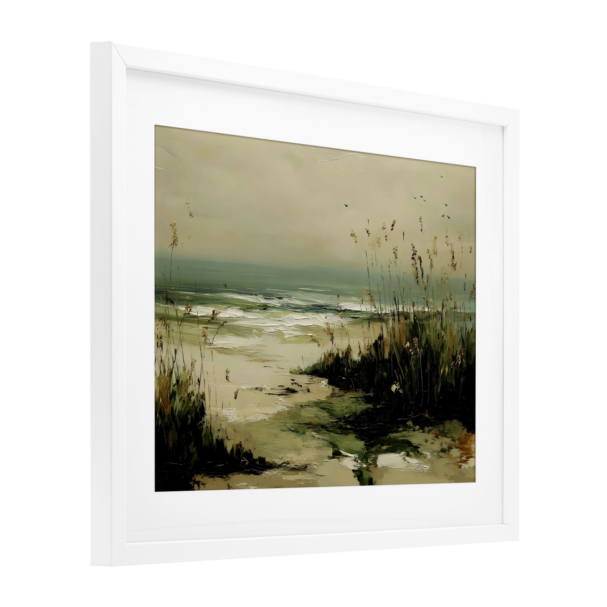 Stupell Industries Sea Oats on the Beach White Framed Print Under Glass, design by Franklyn Gregory
