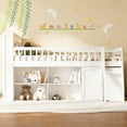 thumbnail image 2 of Bellemave Queen Size Loft Bed with Storage and Headboard LED Light, Wooden Low Loft Bed with Bookshelf, Space-Saving Loft Beds Frame with Cabinet for Small Bedroom, No Box Spring Needed, White, 2 of 6