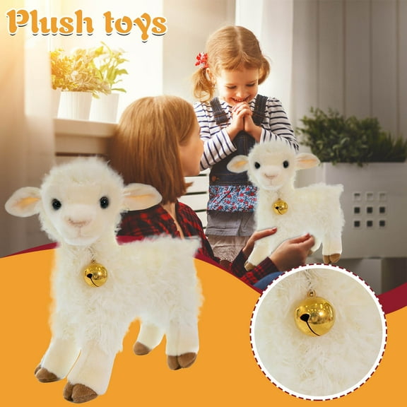 11.8" Stuffed Animals Toy, Simulation Plush Lamb with Bells, Soft Lamb Plush Toys, for Birthday Party Holiday Christmas Gift