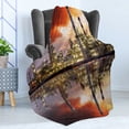 thumbnail image 4 of Industrial Soft Flannel Fleece Blanket, Oil Refinery Petrochemical Industry Water Reflection and Dramatic Sky Twilight, Cozy Plush for Indoor and Outdoor Use, 70" x 90", Multicolor, by Ambesonne, 4 of 5