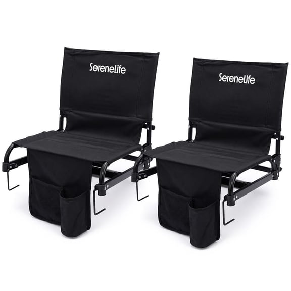 SereneLife Stadium Seats 2-Pack with Back Support & Armrests, Padded Folding Bleacher Chairs with Backrests, Portable Stadium Seating for Sports Events & Camping