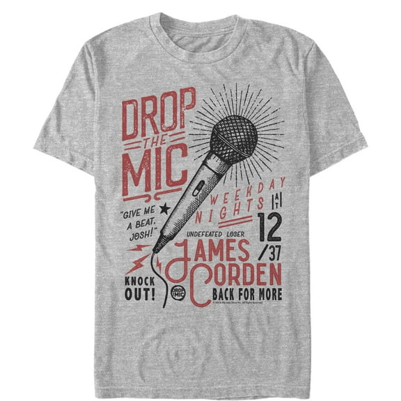 Men's The Late Late Show with James Corden Drop the Mic Poster Graphic Tee Athletic Heather 5X Large