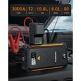 thumbnail image 3 of Acmount 3000A Portable 12V Car Battery Booster Jump Starter with Jump Leads, LED Flashlight, USB C for 10L Gas and 8L Diesel Engines, 3 of 8