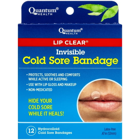 Quantum Health Lip Clear Invisible Cold Sore Bandage Patch, 12 Ct