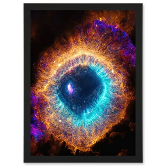 The Eye Of God Photorealistic Vibrant Luminescent Space Nebula Artwork Framed Wall Art Print A4