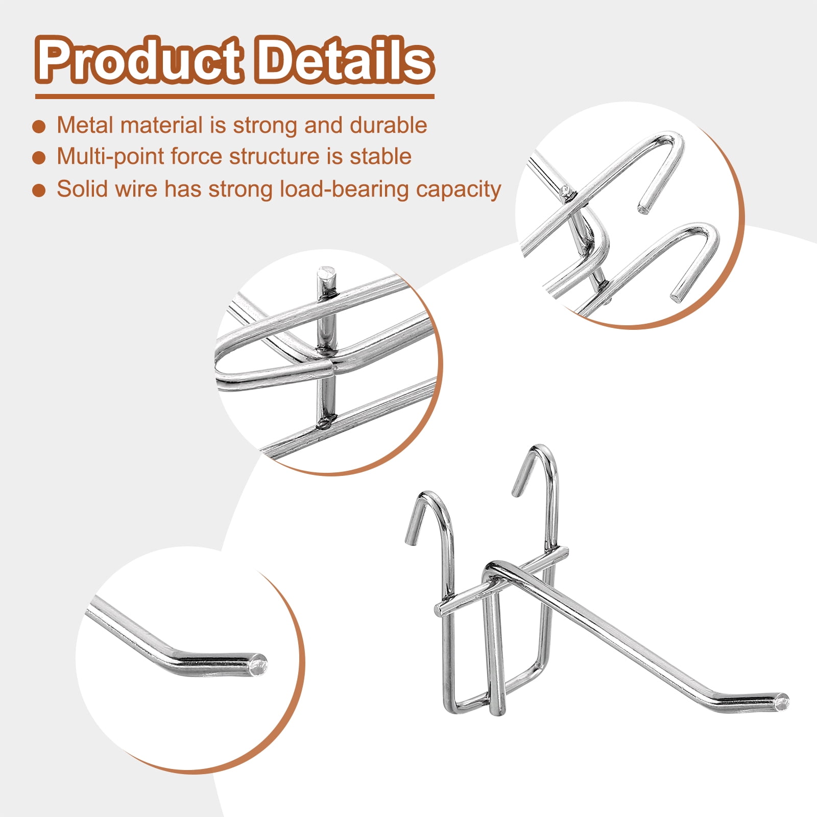 Uxcell 25Pack 3.94" Pegboard Hook Display Hook, Grid Wall Bracket Peg Board Display Hook