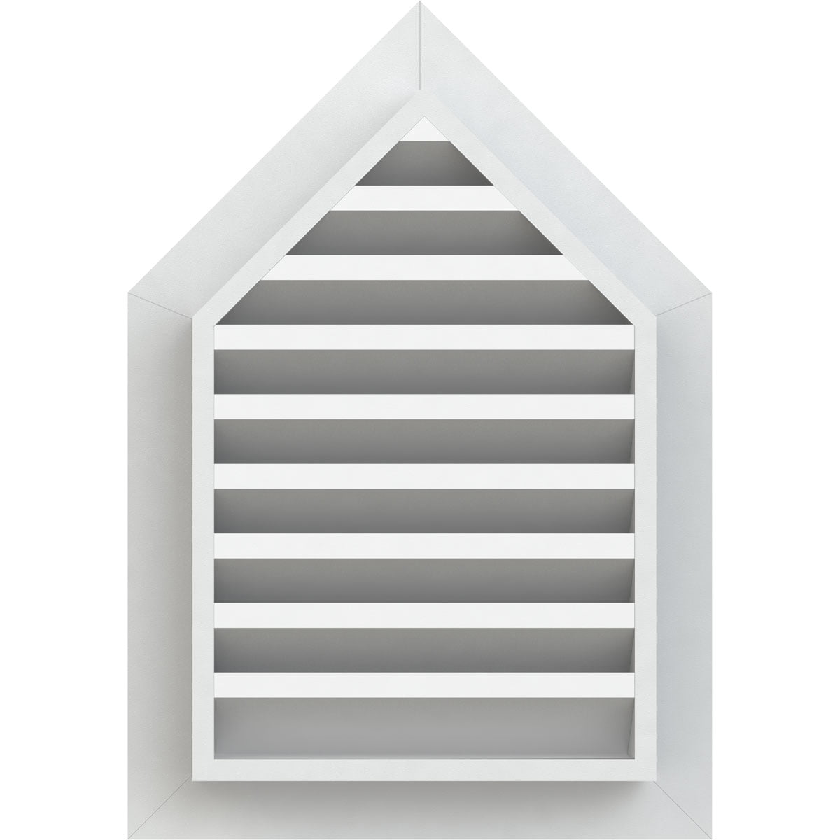 Ekena Millwork 12"W x 34"H Peaked Top Gable Vent (17"W x 38 3/4"H Frame Size) 5/12 Pitch: Functional, PVC Gable Vent w/ 1" x 4" Flat Trim Frame